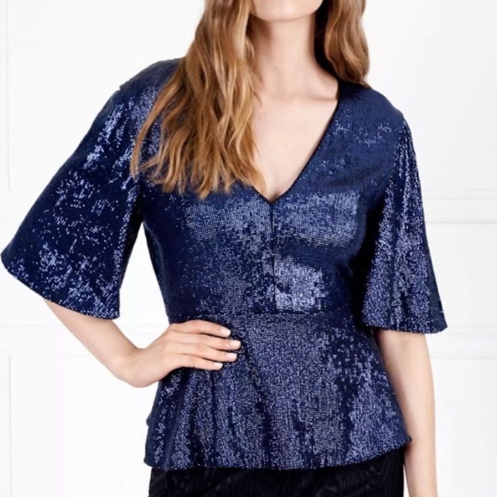 Rachel Zoe navy blue sequin top
